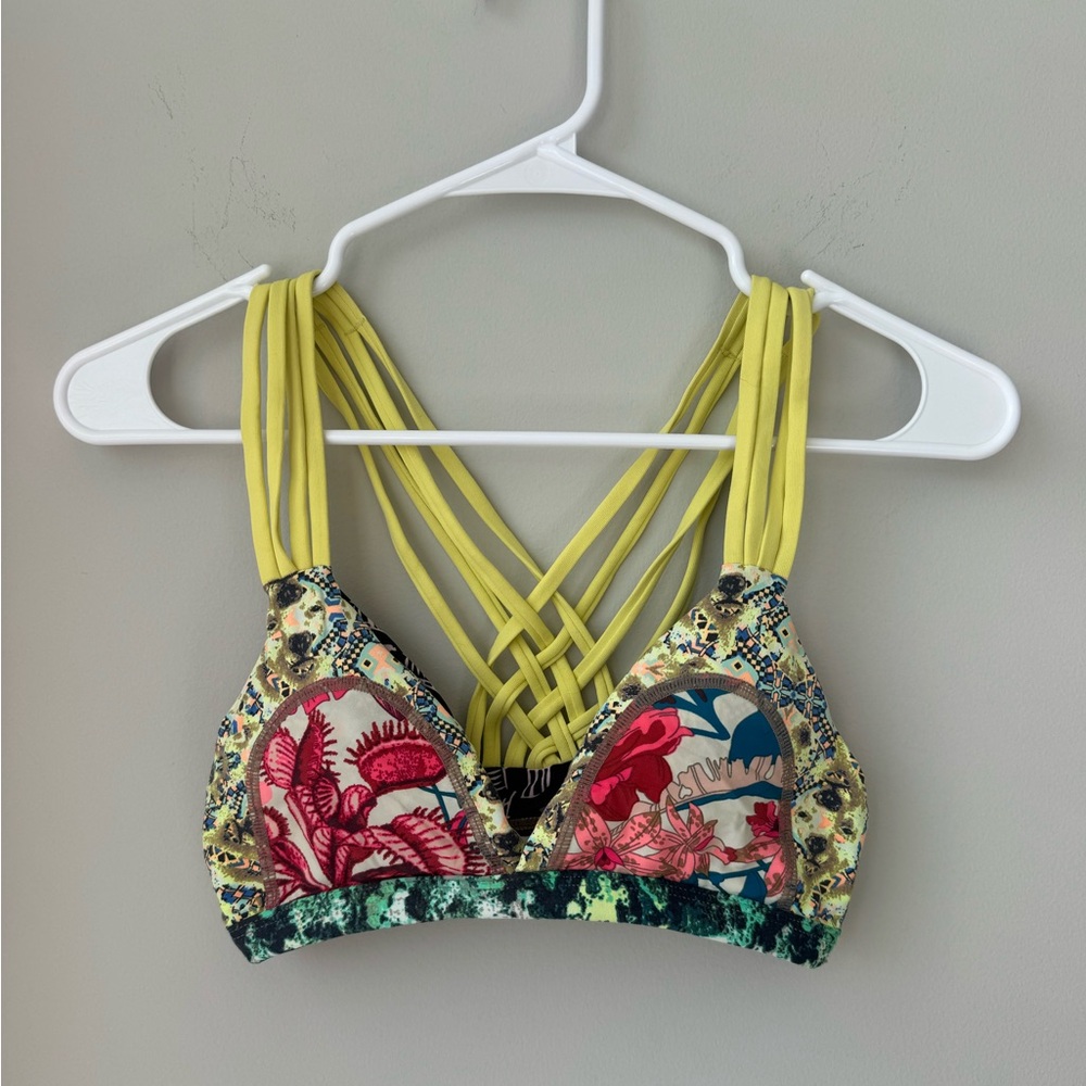 Maaji Women’s Reversible Yellow Strappy Floral Bikini Top